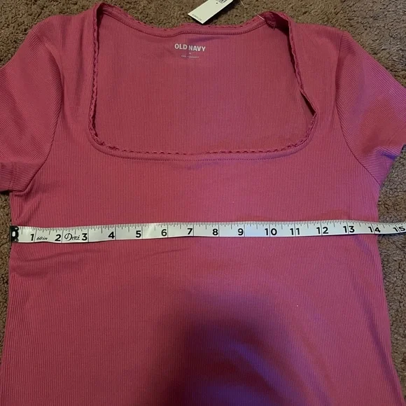 NWT Old Navy Lace Trim Rib Knit Top - Picture 6 of 8